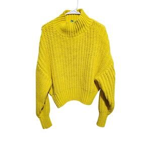 NEW H&M Sweater Womens Chunky Knit Yellow Size Small Drop Shoulder (824)